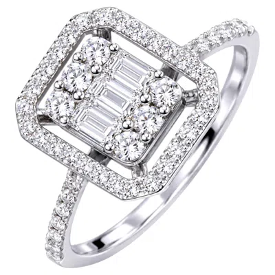 Pre-owned 1stdibs 0.47 Carat Natural Diamond Halo Ring In 18k White Gold Anniversary Ring