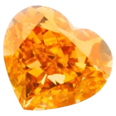 Pre-owned 1stdibs 0.50ct Heart Modified Brilliant Fancy Vivid Yellow-orange Si1 Diamond In Multi