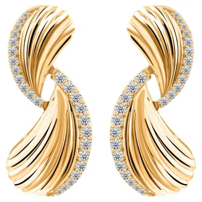 Pre-owned 1stdibs 0.54 Carats Diamond Swirl Stud Earrings In 18k Yellow Gold Handmade Jewelry