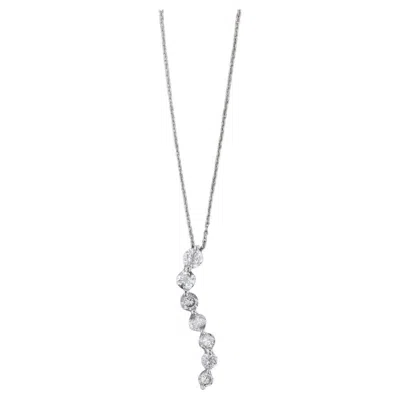 Pre-owned 1stdibs 0.91ctw Diamond Journey Pendant Necklace 14k White Gold 18" Cable Chain