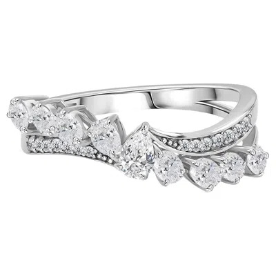 Pre-owned 1stdibs 0.92 Carat Diamond Chevron Stackable Ring 18k White Gold Fine Jewelry