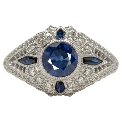 Pre-owned 1stdibs 1 Carat Blue Sapphire Diamond Art Deco Style Ring