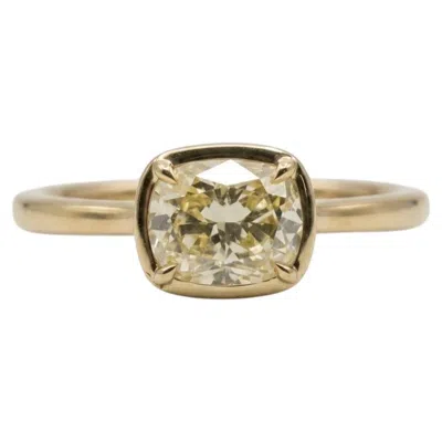Pre-owned 1stdibs 1 Carat Cushion Cut Diamond East West Solitaire Gold Engagement Ring In Multi