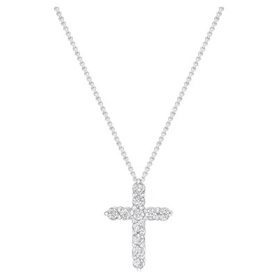 Pre-owned 1stdibs 1 Carat Diamond Cross Necklace 14k White Gold
