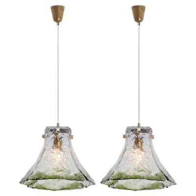 Pre-owned 1stdibs 1 Of The 2 Green Flower Pendant Lights In The Style Of Carlo Nason, 1960