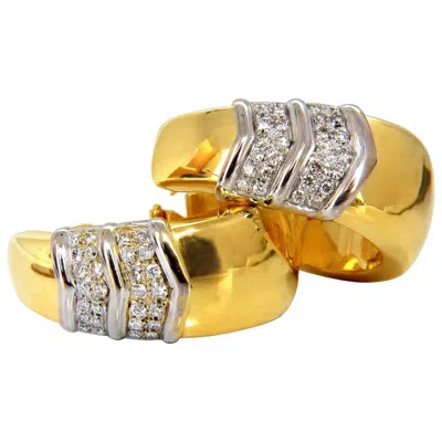 Pre-owned 1stdibs 1.00 Carat Large Size Classic Diamond Semi Hoop Earrings 18 Karat* In Multi