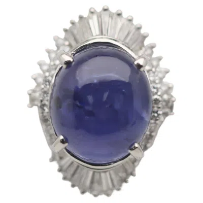 Pre-owned 1stdibs 10.50 Carat Color-change Star Sapphire Diamond Platinum Ring In Blue