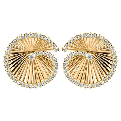 Pre-owned 1stdibs 1.08 Carat Natural Diamond Spiral Sunburst Stud Earrings 18k Yellow Gold
