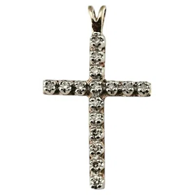 Pre-owned 1stdibs 10k Yellow And White Gold Diamond Cross Pendant #25578