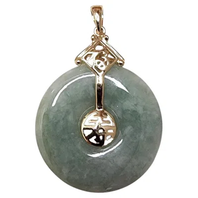 Pre-owned 1stdibs 10k Yellow Gold Jade Pendant #25626