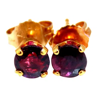 Pre-owned 1stdibs 1.12 Carat Natural Round Ruby Stud Earrings 14 Karat* In Multi