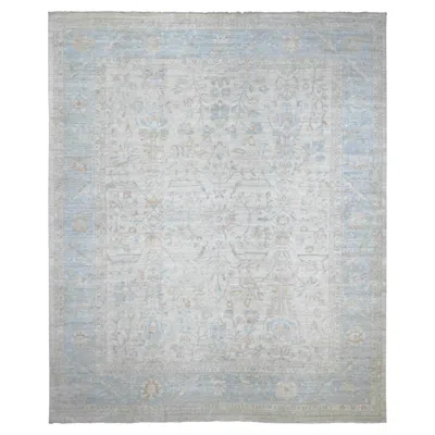 Pre-owned 1stdibs 11'9"x14' Light Gray Mahal All Over Design Shiny Wool Hand Knotted Soft Wool Rug