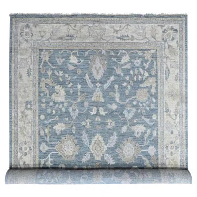 Pre-owned 1stdibs 11'9"x14'9" Blue Supple Collection Oushak All Over Design Hand Knotted Wool Rug