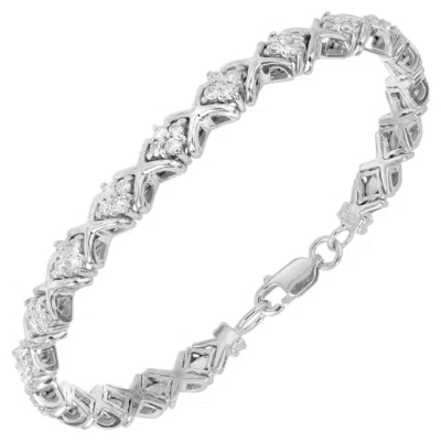 Pre-owned 1stdibs 1.20 Carat Round Brilliant Cut Diamond 14k White Gold Flexible Cuff Bracelet