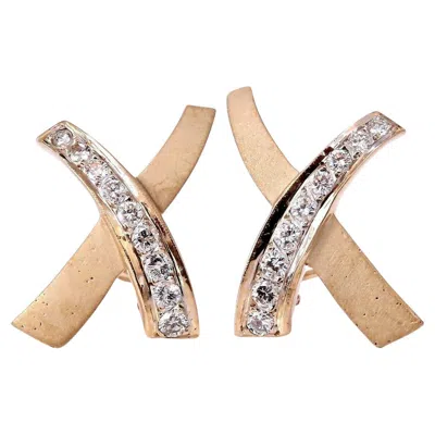 Pre-owned 1stdibs 1.20ct. Natural Round Diamond Classic X Earrings 14kt Clip* In Multi