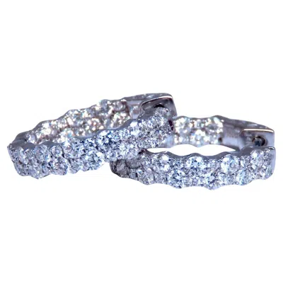 Pre-owned 1stdibs 1.20ct Natural Round Diamond Mini Hoop Earrings 14kt White Gold Dime*