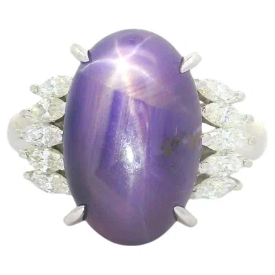 Pre-owned 1stdibs 12.13 Carat Purple Star Sapphire Diamond Platinum Ring