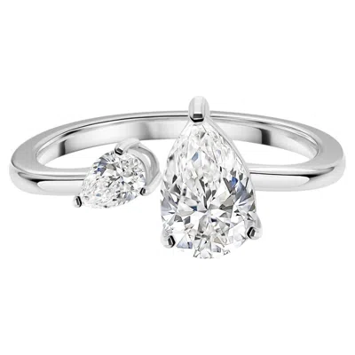 Pre-owned 1stdibs 1.22 Carat Si Clarity Hi Color Pear Cut Open Diamond Ring 18k White Gold