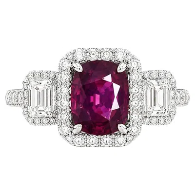 Pre-owned 1stdibs 1.23 Carat No Heat Ruby & Diamond Ring In 18k White Gold