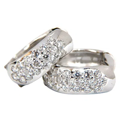 Pre-owned 1stdibs 1.23 Carat Round Natural Diamond Huggie Earrings 14 Karat Bead Set* In Multi