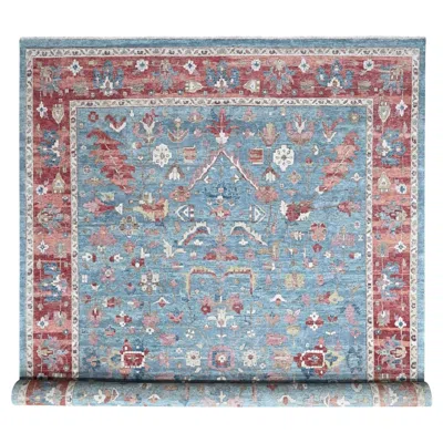 Pre-owned 1stdibs 12'x15' Blue Antiqued Persian Heriz All Over Design Hand Knotted Wool Xl Rug