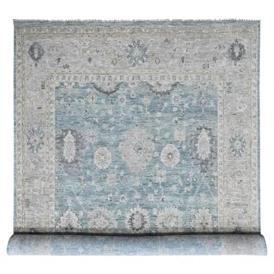 Pre-owned 1stdibs 12'x15'1" Blue Supple Collection Oushak All Over Design Hand Knotted Wool Xl Rug