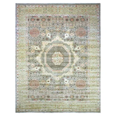 Pre-owned 1stdibs 12'x15'5" Gray 14th Century Mamluk Dynasty Pattern Hand Knotted Pure Wool Xl Rug