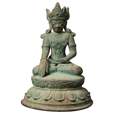 Pre-owned 1stdibs 13-14th Century Very Early And Special Bronze Burmese Arakan Buddha From Burma In Gold