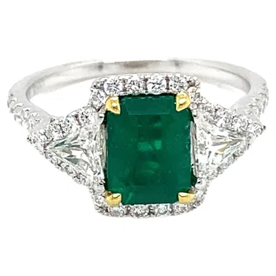 Pre-owned 1stdibs 1.33 Carat Emerald And Diamond Ring In Green