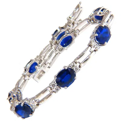 Pre-owned 1stdibs 13.36 Carat Natural Blue Kyanite Diamonds Tennis Bracelet 14 Karat*
