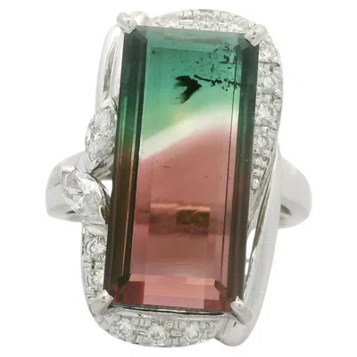 Pre-owned 1stdibs 13.48 Carat Watermelon Tourmaline Diamond Platinum In Multi