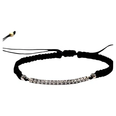 Pre-owned 1stdibs 14 Karat Gold Diamond Adjustable Unisex Bracelet, Black Cord, Accessible Luxury