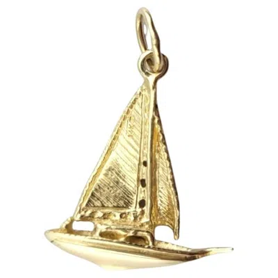 Pre-owned 1stdibs 14 Karat Yellow Gold Sailboat Pendant #22255