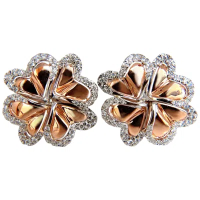 Pre-owned 1stdibs 1.40 Carat 3d Heart Linked Deco Circular Earrings Omega Rose Gold 18 Karat** In Red