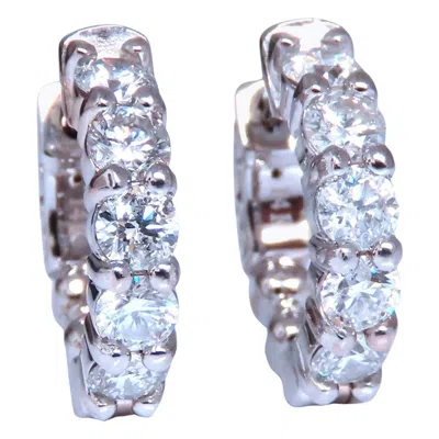 Pre-owned 1stdibs 1.46ct Natural Round Diamond Hoop Earrings 14kt 16mm Button & Share Prong* In Multi