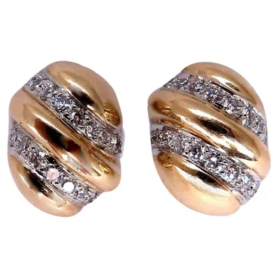 Pre-owned 1stdibs 1.48ct. Natural Round Diamond Dome Wave Earrings 18kt Platinum** In Multi