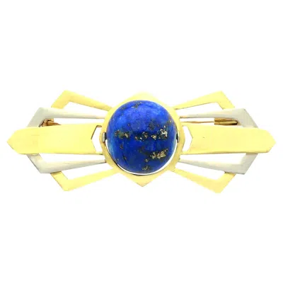 Pre-owned 1stdibs 14.95 Carat Lapis Lazuli And Yellow Gold Bow Brooch