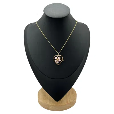 Pre-owned 1stdibs 14ct Gold Diamond And Pink Enamel Flower Heart Pendant / Brooch, Circa 1910