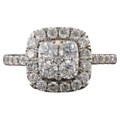Pre-owned 1stdibs 14k 1.25 Ctw Diamond Cushion Halo Cluster Ring Pavé Band In Multi