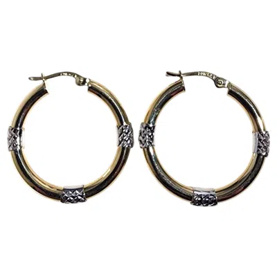 Pre-owned 1stdibs 14k Two Toned Yellow And White Gold Hoop Earrings #25562