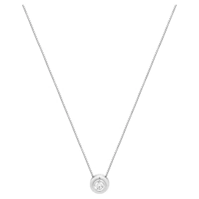 Pre-owned 1stdibs 14k White Gold And Bezel Set Round Brilliant Cut Diamond Solitaire Necklace