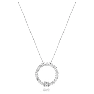 Pre-owned 1stdibs 14k White Gold And Prong Set Round Diamond Open Circle Pendant Necklace 18.5"