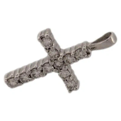 Pre-owned 1stdibs 14k White Gold Brilliant Cut Diamond Classic Cross Pendant