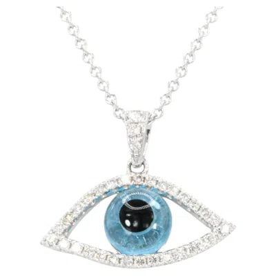 Pre-owned 1stdibs 14k White Gold Diamond Evil Eye Pendant Necklace