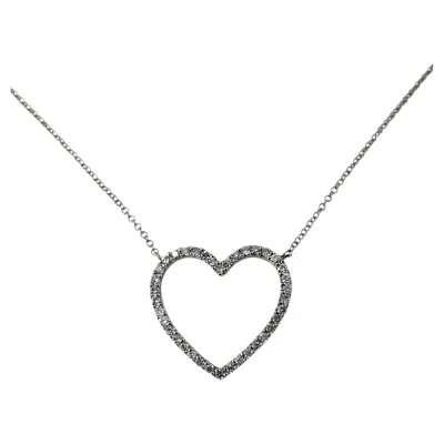 Pre-owned 1stdibs 14k White Gold Diamond Heart Pendant Necklace #25570