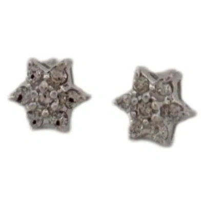 Pre-owned 1stdibs 14k White Gold Flower Cluster Diamond Stud Earrings