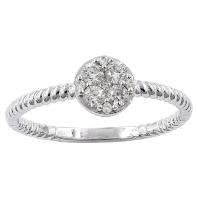 Pre-owned 1stdibs 14k White Gold Round Diamond Cluster Rope Band Ring