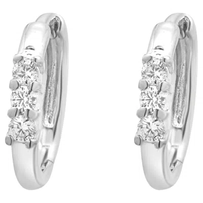 Pre-owned 1stdibs 14k White Gold Round Diamond Huggie Earrings