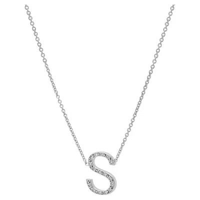 Pre-owned 1stdibs 14k White Gold Round Diamond "s" Initial Necklace