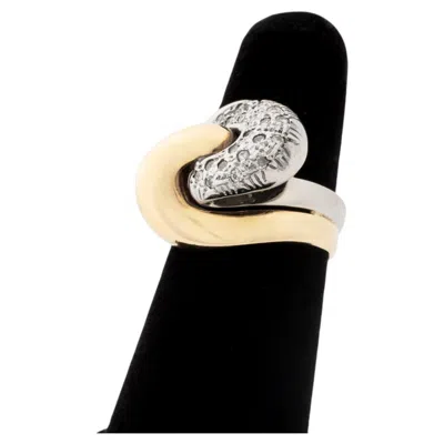 Pre-owned 1stdibs 14k Yellow And White Gold Modernist Diamond Ring, 20th Century, 0.35ct